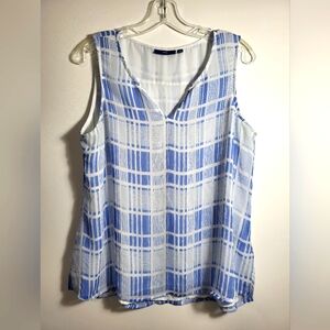 Apt 9 blue and white sleevless tunic women's L  #1899